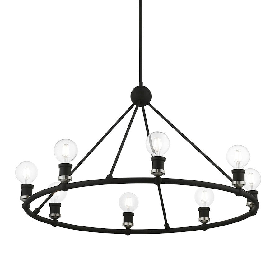 Livex Lansdale 8 Light Chandelier, Black/Brushed Nickel