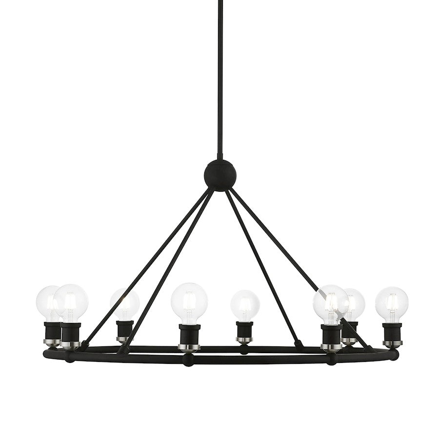 Livex Lansdale 8 Light Chandelier, Black/Brushed Nickel
