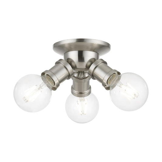 Livex Lansdale 3 Light Flush Mount, Brushed Nickel