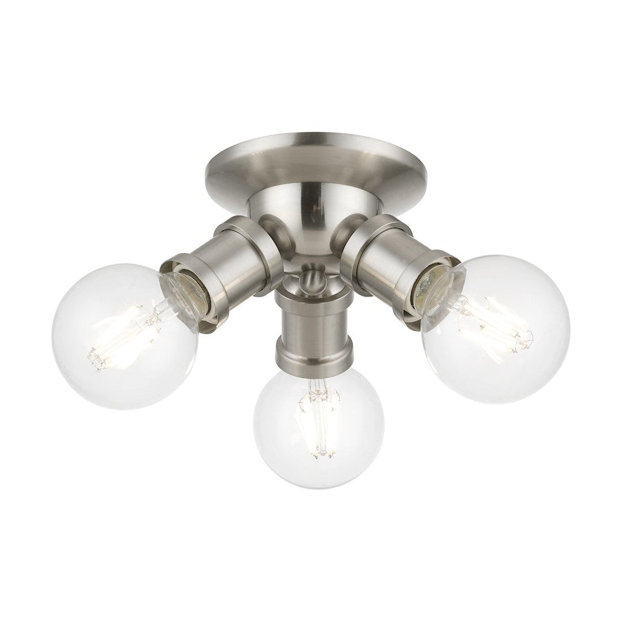 Livex Lansdale 3 Light Flush Mount, Brushed Nickel