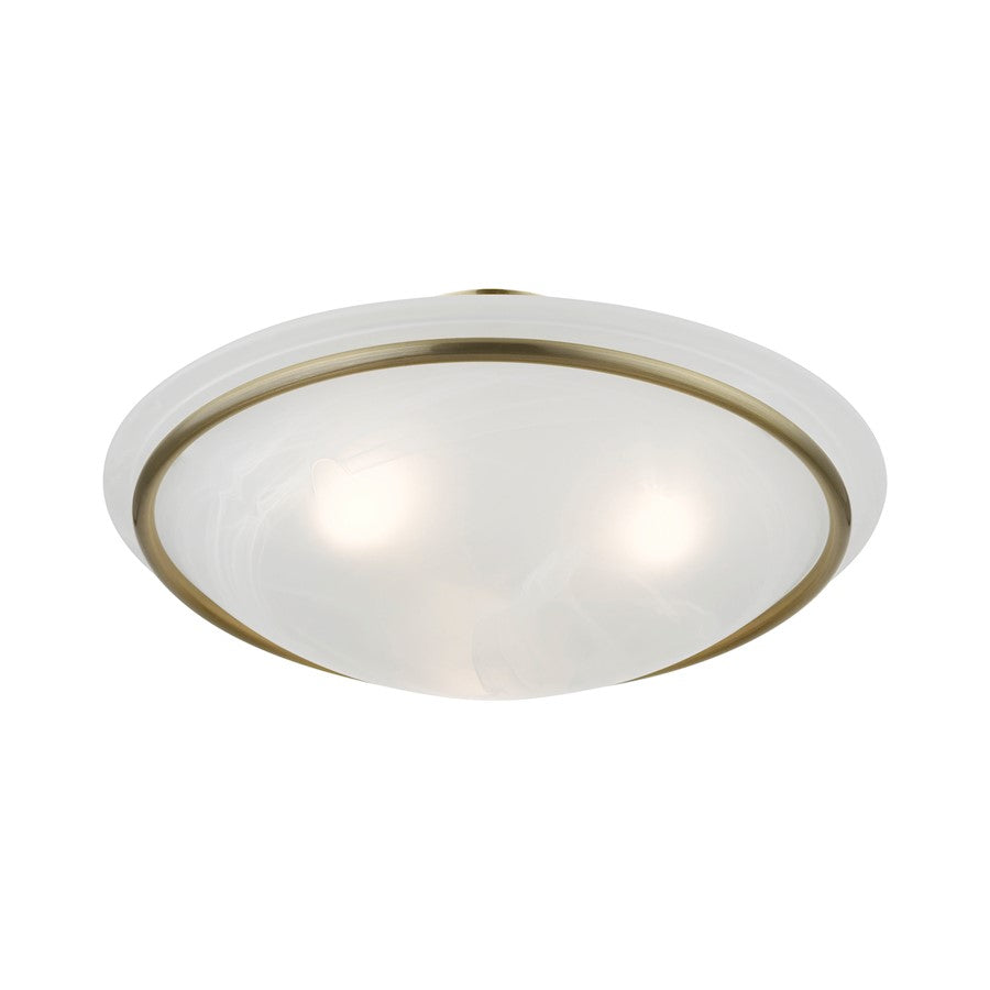 Livex Newburgh 3 Light 7" Semi-Flush, Antique Brass/White Alabaster