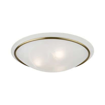 Livex Newburgh 3 Light 8" Semi-Flush, Antique Brass/White Alabaster