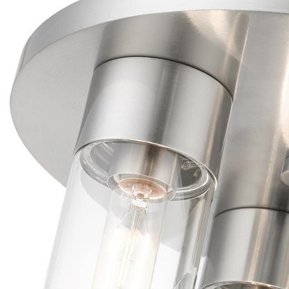 Livex Carson 3 Light Flush Mount, Brushed Nickel/Clear