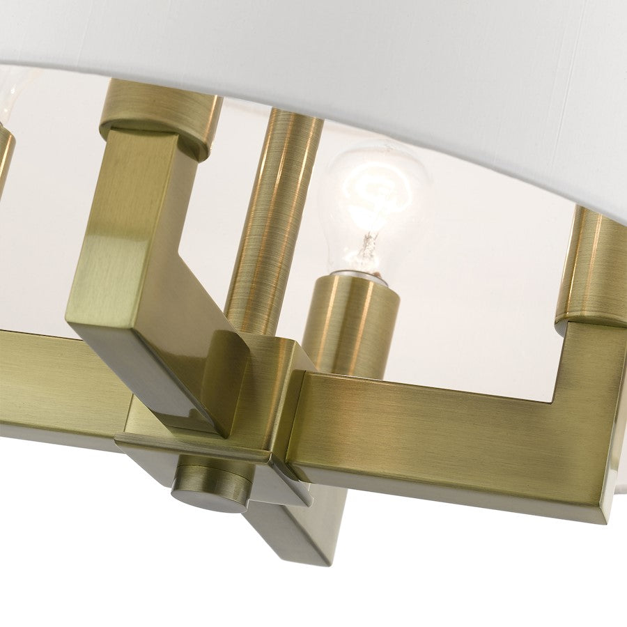Livex Cresthaven 4 Light 18" Pendant/Chandelier, Brass/Off-white