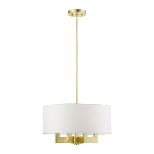 Livex Cresthaven 4 Light 18" Pendant/Chandelier, BS/OWH Fabric