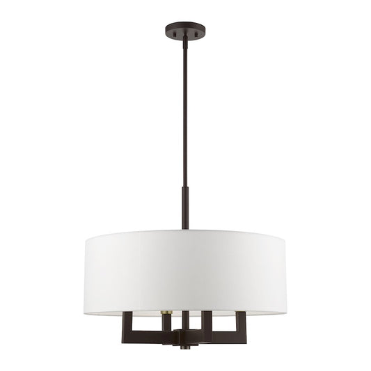 Livex Cresthaven 4 Light 24" Pendant/Chandelier, BZ/BS/OWH