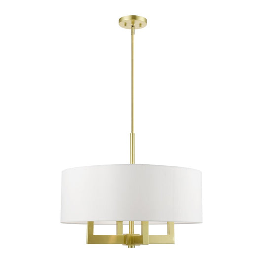 Livex Cresthaven 4 Light 24" Pendant/Chandelier, BS/OWH Fabric