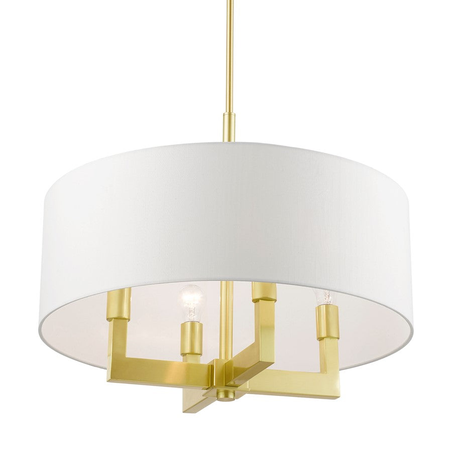 Livex Cresthaven 4 Light 24" Pendant/Chandelier, BS/OWH Fabric