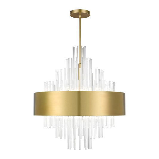 Livex Orenburg 14 Lt Large Pendant Chandelier, Brass/Crystal Rods