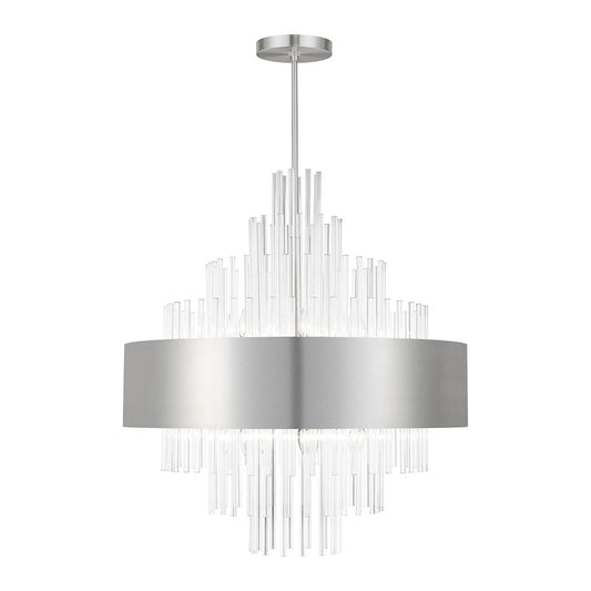 Livex Orenburg 14 Lt Large Pendant Chandelier, Nickel/Crystal Rods