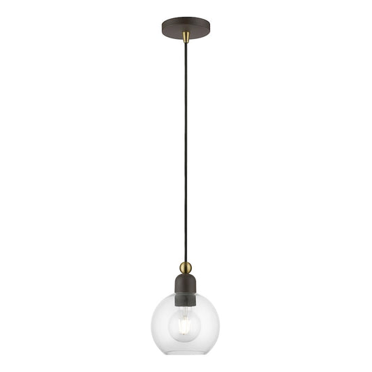 Livex Downtown 1 Light Sphere Mini Pendant, BZ/Antique BS