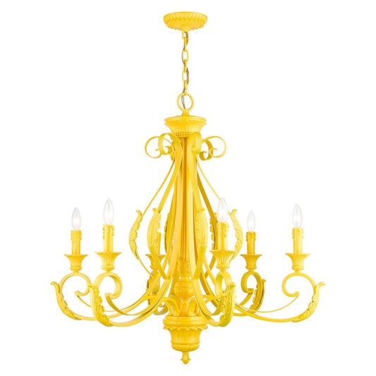 Livex Valencia 6 Light Large Chandelier, Shiny Yellow