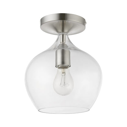 Livex Aldrich 1 Light Semi-Flush, Brushed Nickel/Clear