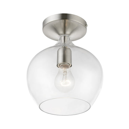 Livex Aldrich 1 Light Semi-Flush, Brushed Nickel/Clear