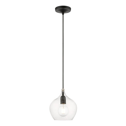 Livex Aldrich 1 Light 15" Pendant, Black/Brushed Nickel Accent/Clear