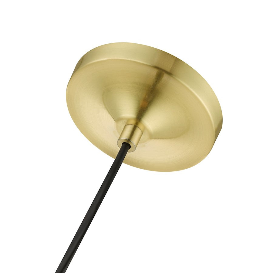 Livex Aldrich 1 Light 15" Pendant, Satin Brass/Polished Brass/Clear