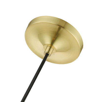 Livex Aldrich 1 Light 15" Pendant, Satin Brass/Polished Brass/Clear