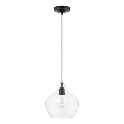 Livex Aldrich 1 Light 17" Pendant, Black/Brushed Nickel Accent/Clear