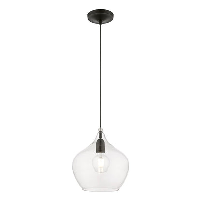 Livex Aldrich 1 Light 17" Pendant, Black/Brushed Nickel Accent/Clear