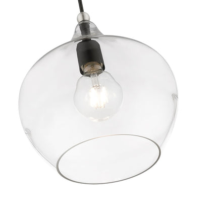 Livex Aldrich 1 Light 17" Pendant, Black/Brushed Nickel Accent/Clear