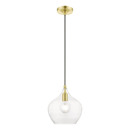 Livex Aldrich 1 Light 17" Pendant, Satin Brass/Polished Brass/Clear
