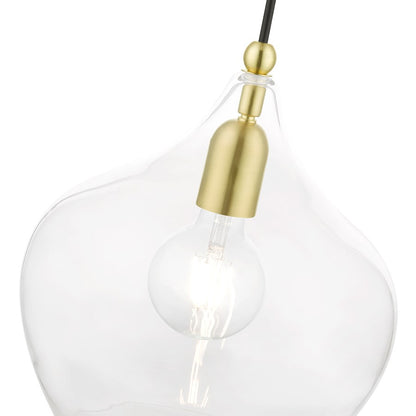 Livex Aldrich 1 Light 17" Pendant, Satin Brass/Polished Brass/Clear