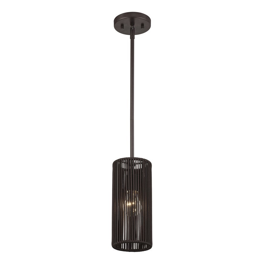 Livex Acordia 1Lt Mini Pendant, Bronze/Dark Chocolate Polyester Rope