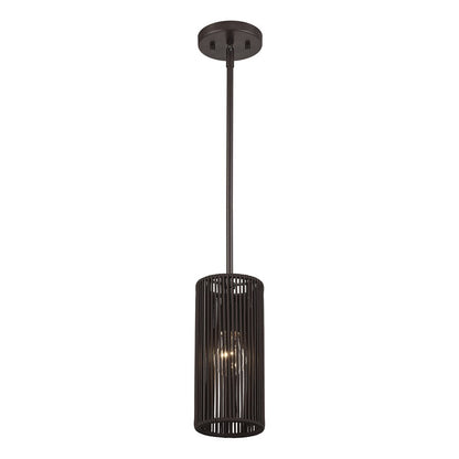Livex Acordia 1Lt Mini Pendant, Bronze/Dark Chocolate Polyester Rope