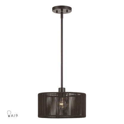 Livex Acordia 1Lt Pendant, Bronze/Dark Chocolate Color Polyester Rope - 49122-92