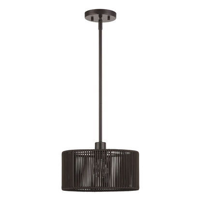 Livex Acordia 1Lt Pendant, Bronze/Dark Chocolate Color Polyester Rope