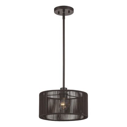 Livex Acordia 1Lt Pendant, Bronze/Dark Chocolate Color Polyester Rope