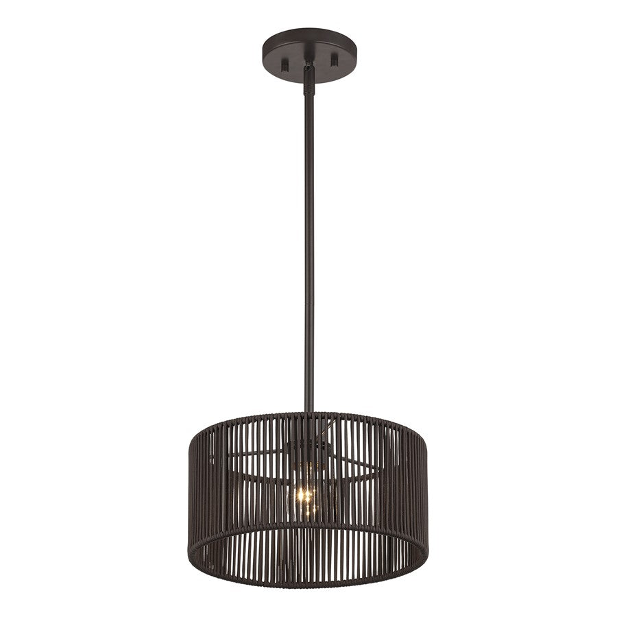 Livex Acordia 1Lt Pendant, Bronze/Dark Chocolate Color Polyester Rope