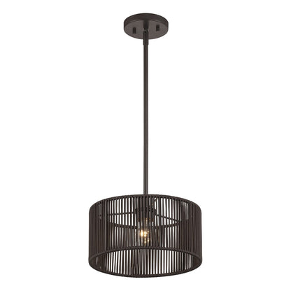Livex Acordia 1Lt Pendant, Bronze/Dark Chocolate Color Polyester Rope