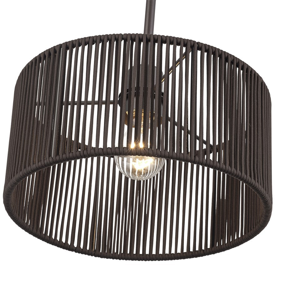 Livex Acordia 1Lt Pendant, Bronze/Dark Chocolate Color Polyester Rope