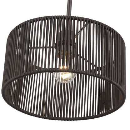 Livex Acordia 1Lt Pendant, Bronze/Dark Chocolate Color Polyester Rope
