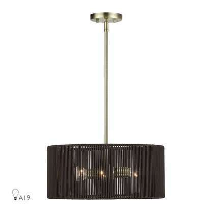 Livex Acordia 3Lt Pendant Chandelier, Brass/Chocolate Polyester - 49123-01