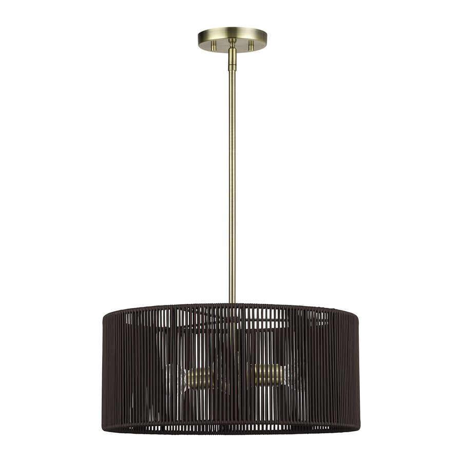 Livex Acordia 3Lt Pendant Chandelier, Brass/Chocolate Polyester