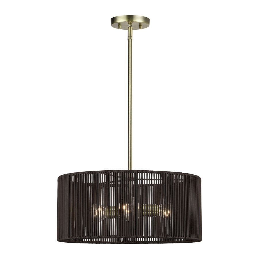 Livex Acordia 3Lt Pendant Chandelier, Brass/Chocolate Polyester