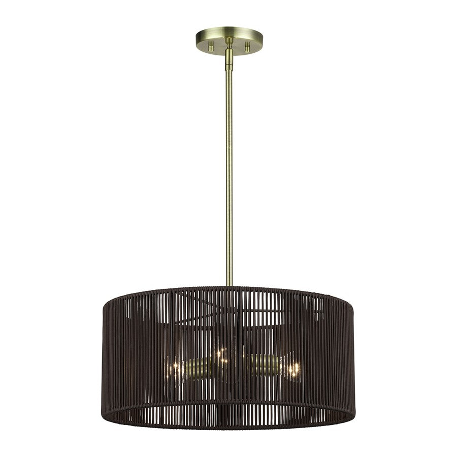Livex Acordia 3Lt Pendant Chandelier, Brass/Chocolate Polyester