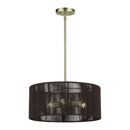 Livex Acordia 3Lt Pendant Chandelier, Brass/Chocolate Polyester