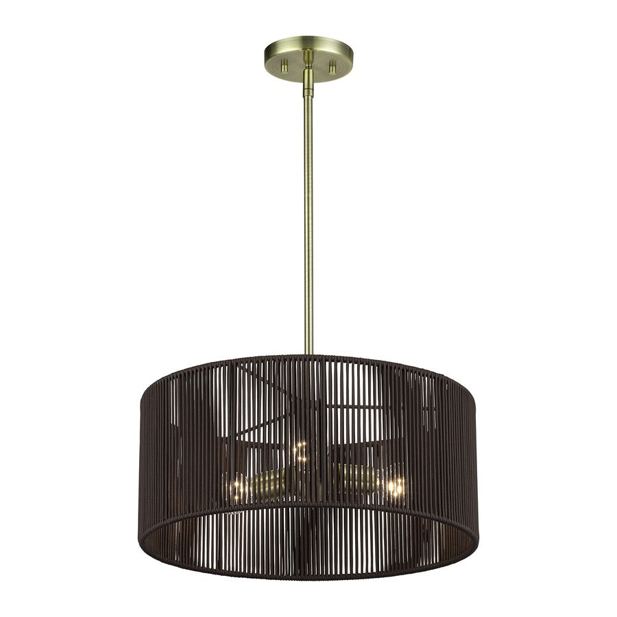 Livex Acordia 3Lt Pendant Chandelier, Brass/Chocolate Polyester
