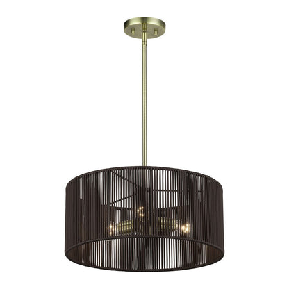 Livex Acordia 3Lt Pendant Chandelier, Brass/Chocolate Polyester