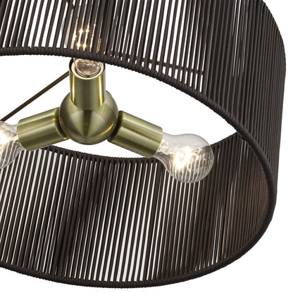 Livex Acordia 3Lt Pendant Chandelier, Brass/Chocolate Polyester