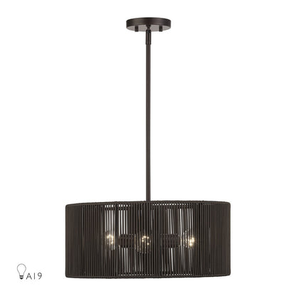 Livex Acordia 3Lt Pendant Chandelier, Bronze/Chocolate Polyester - 49123-92
