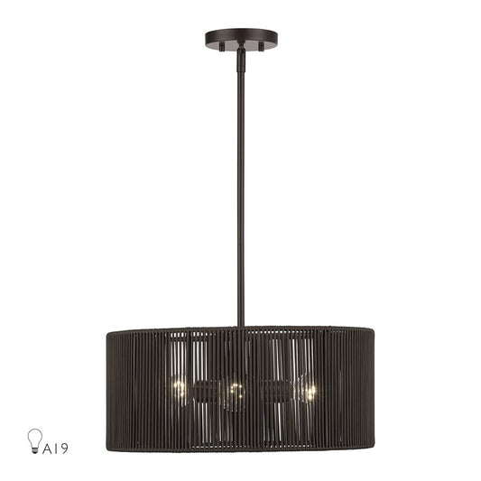 Livex Acordia 3Lt Pendant Chandelier, Bronze/Chocolate Polyester - 49123-92