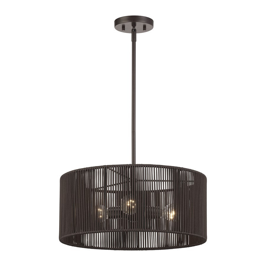 Livex Acordia 3Lt Pendant Chandelier, Bronze/Chocolate Polyester