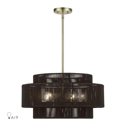 Livex Acordia 5Lt Pendant Chandelier, Brass/Chocolate Polyester - 49124-01
