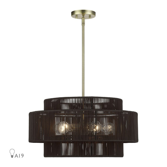 Livex Acordia 5Lt Pendant Chandelier, Brass/Chocolate Polyester - 49124-01