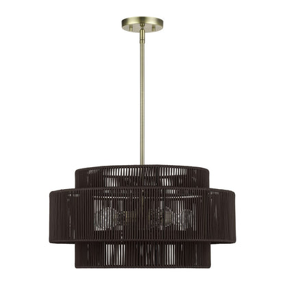 Livex Acordia 5Lt Pendant Chandelier, Brass/Chocolate Polyester