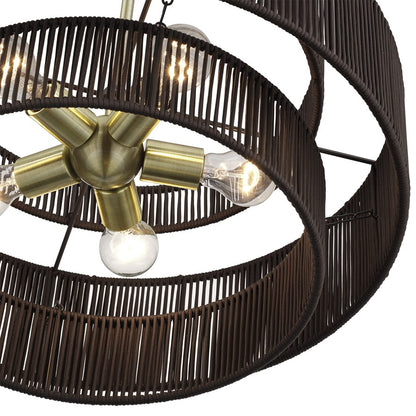 Livex Acordia 5Lt Pendant Chandelier, Brass/Chocolate Polyester